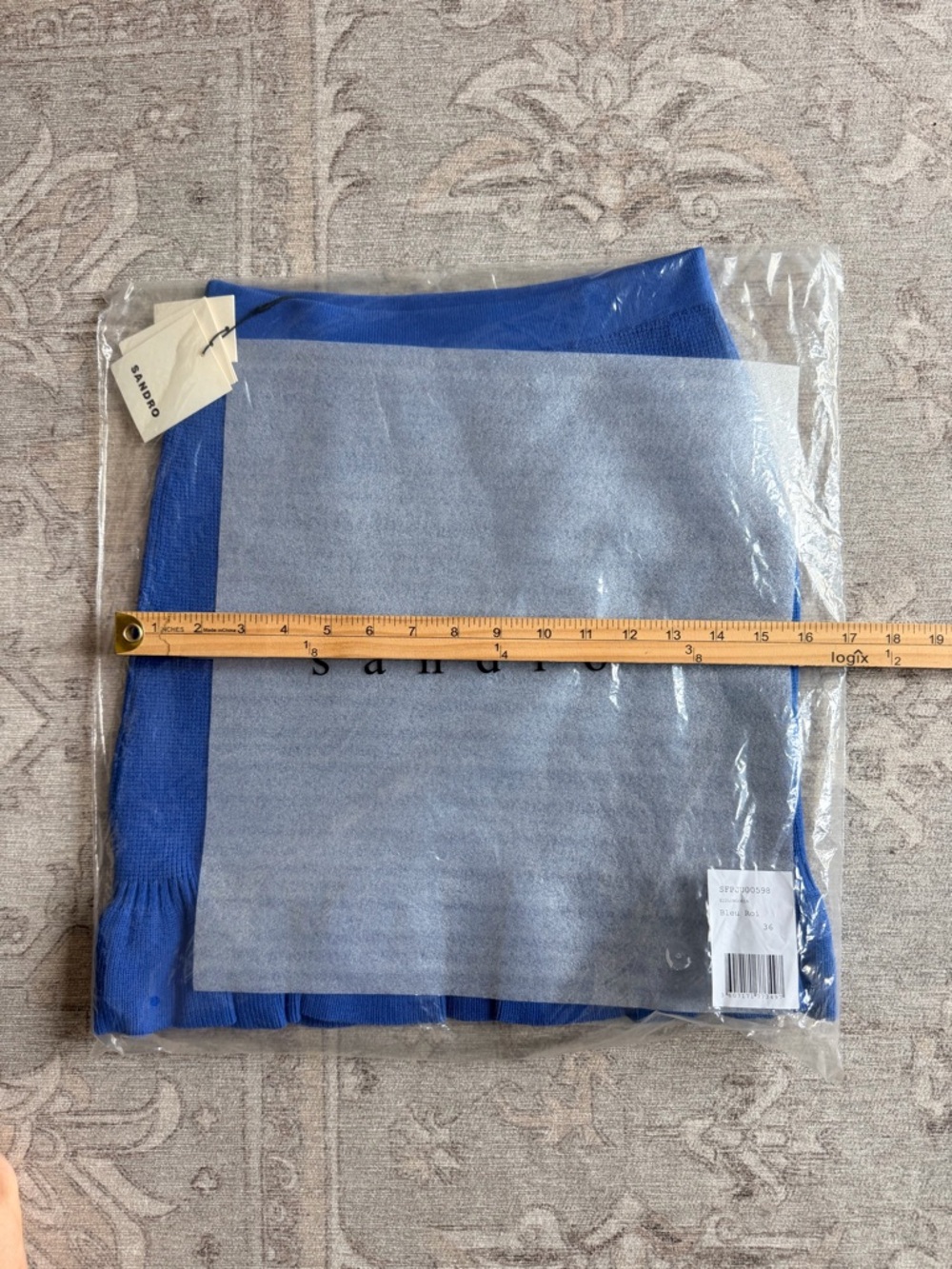 SANDRO 4 Blue Longoria Ruffle Hem Short Skirt Stretch Bodycon $235 NEW designer - Picture 6 of 10